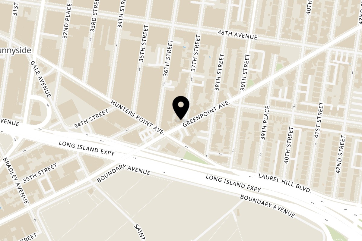 Map showing the location of Thai Tree NYC on 36-17 Greenpoint Ave in Long Island City